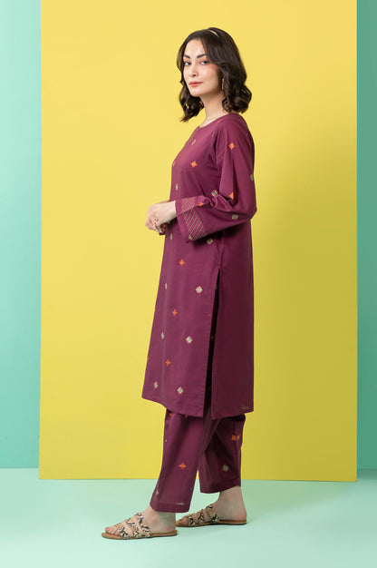 Stitched 2 Piece Embroidered Cambric Suit