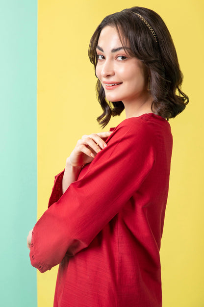 Stitched 2 Piece Embroidered Cotton Slub Suit