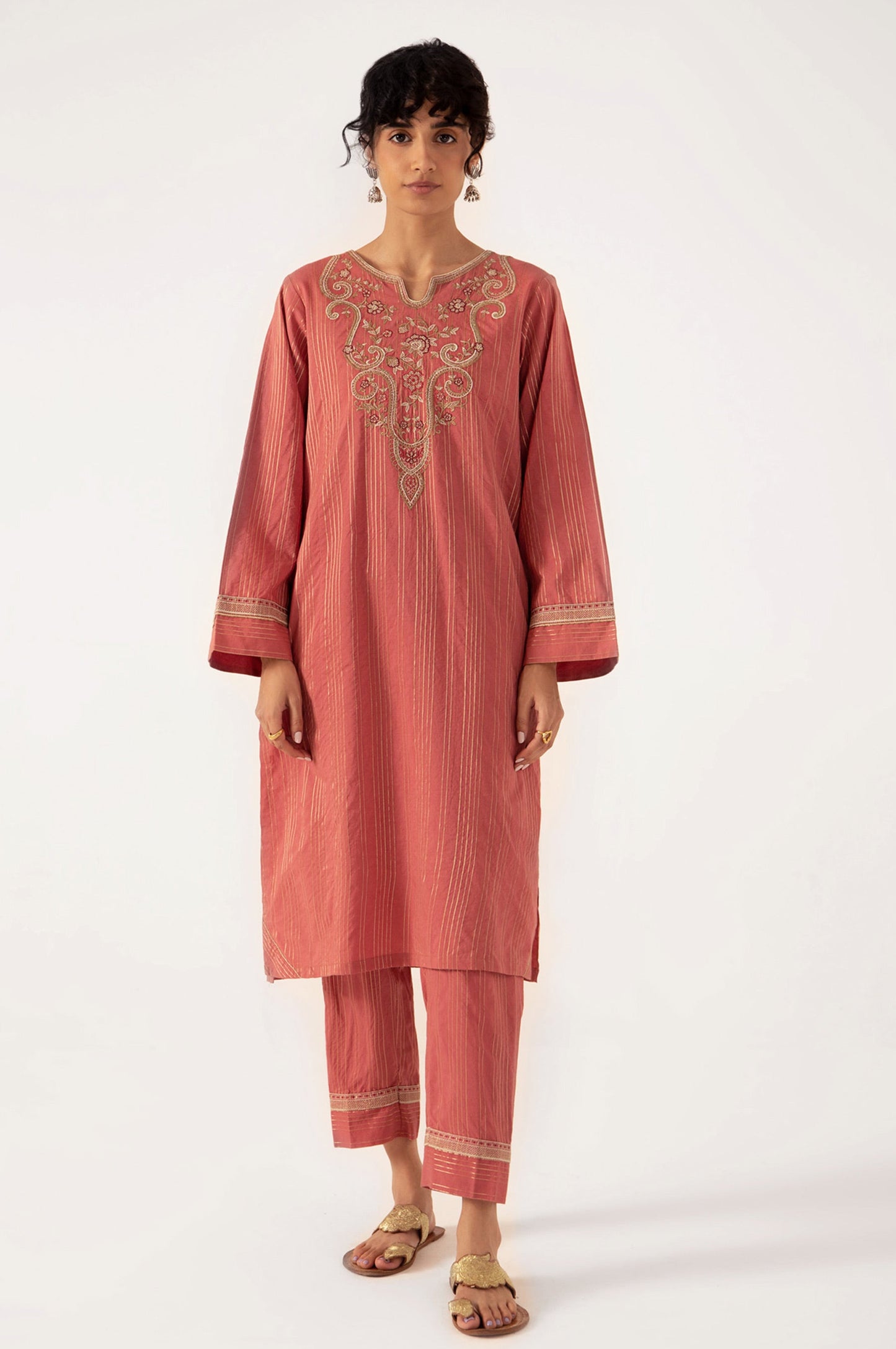 Stitched 2 Piece Embroidered Zari Suit