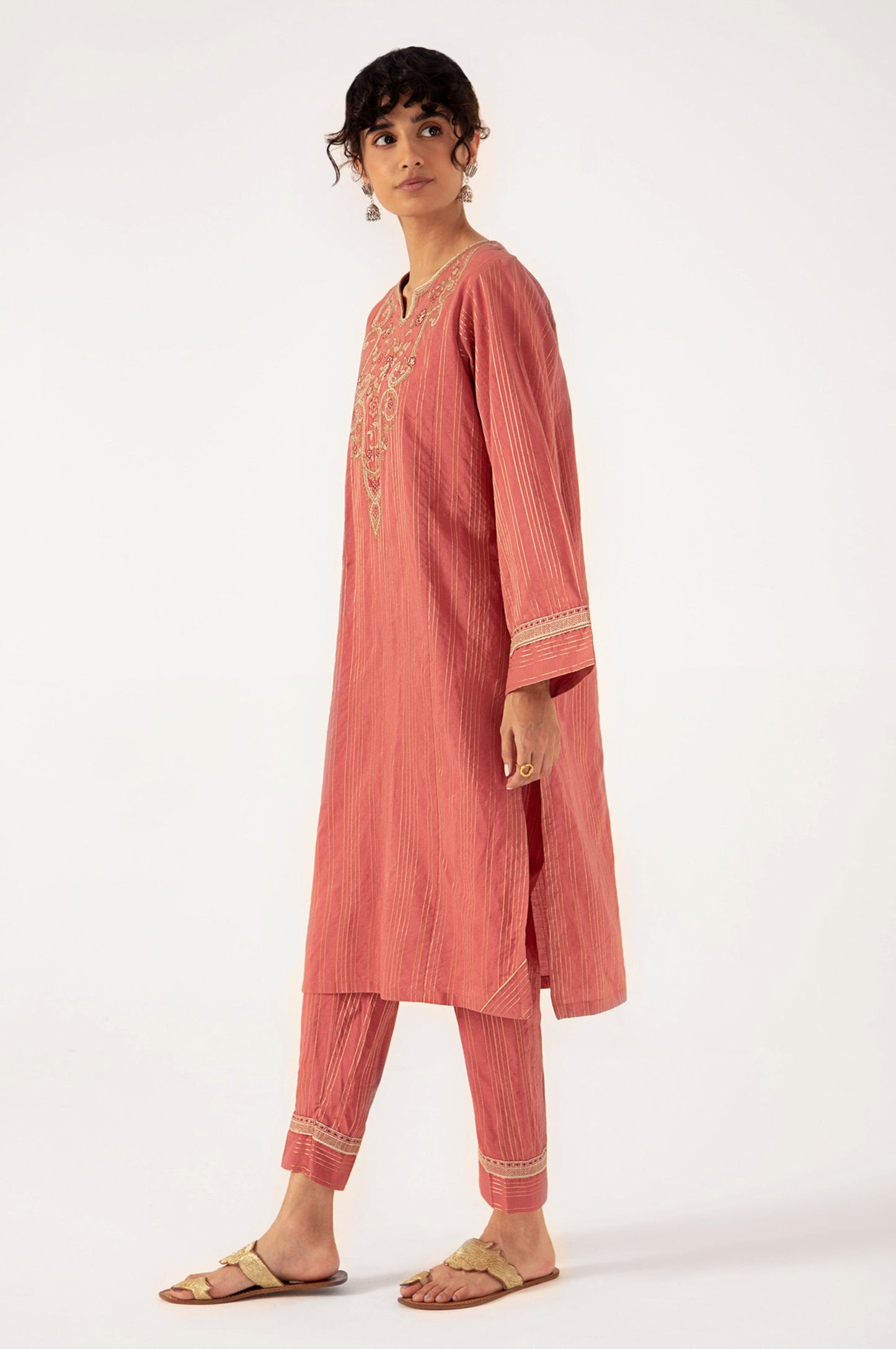 Stitched 2 Piece Embroidered Zari Suit