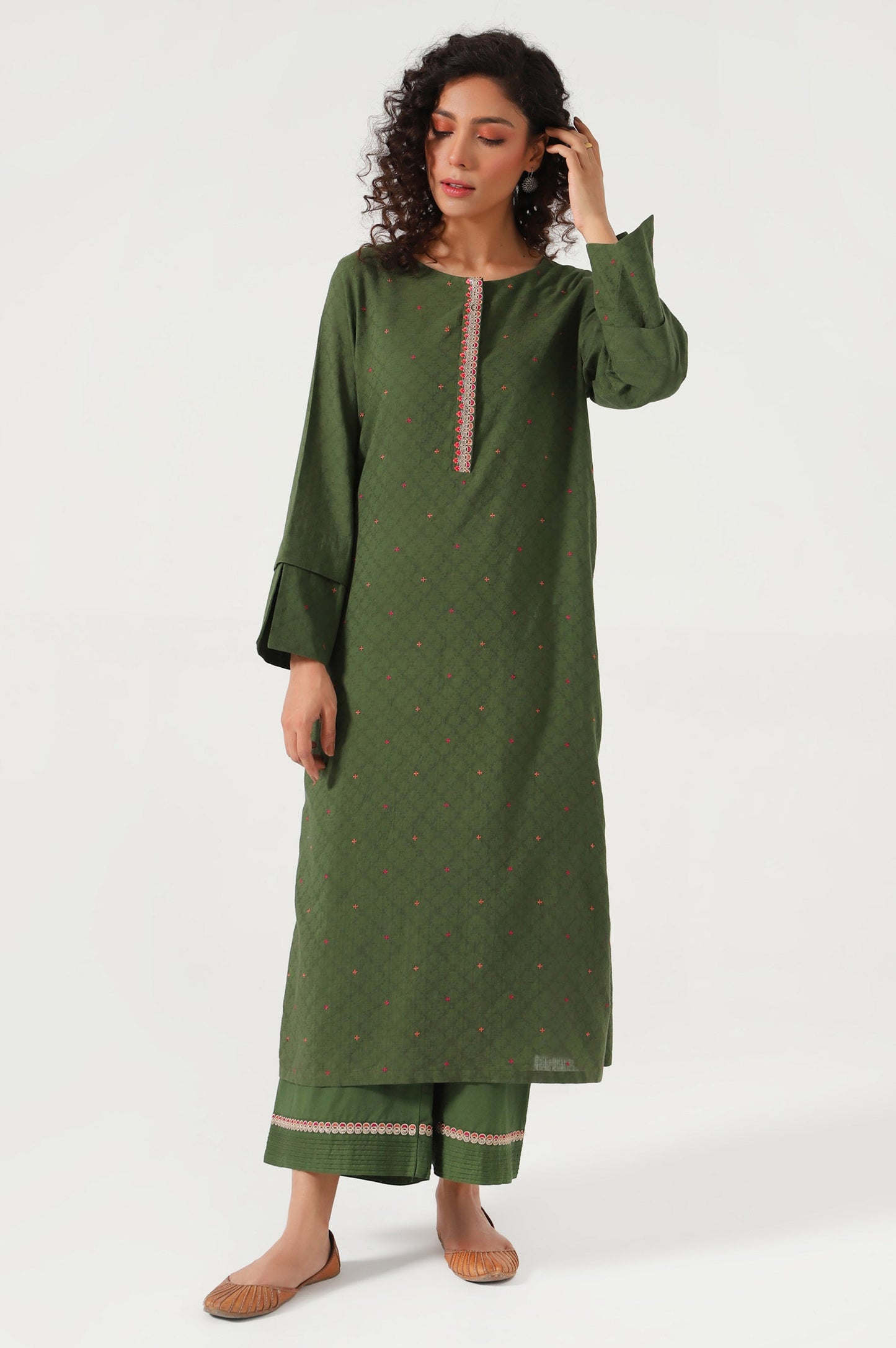 Stitched 2 Piece Embroidered Dobby Suit