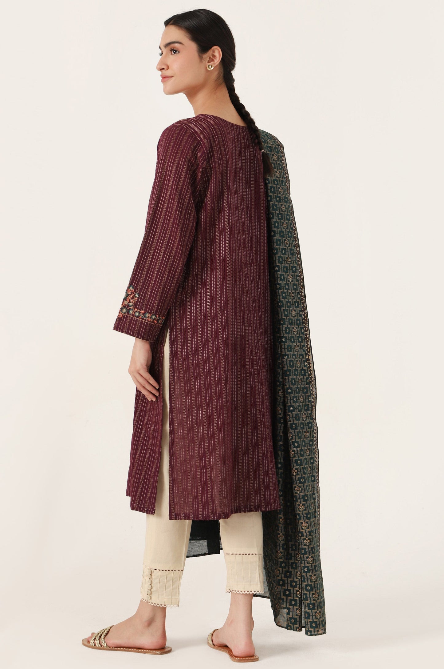 Stitched 2 Piece Embroideredm Zari Line & Screen Print Dupatta