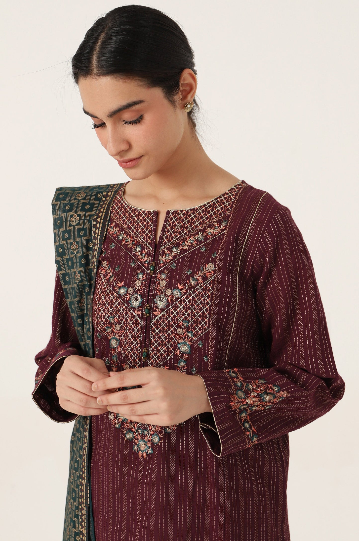 Stitched 2 Piece Embroideredm Zari Line & Screen Print Dupatta