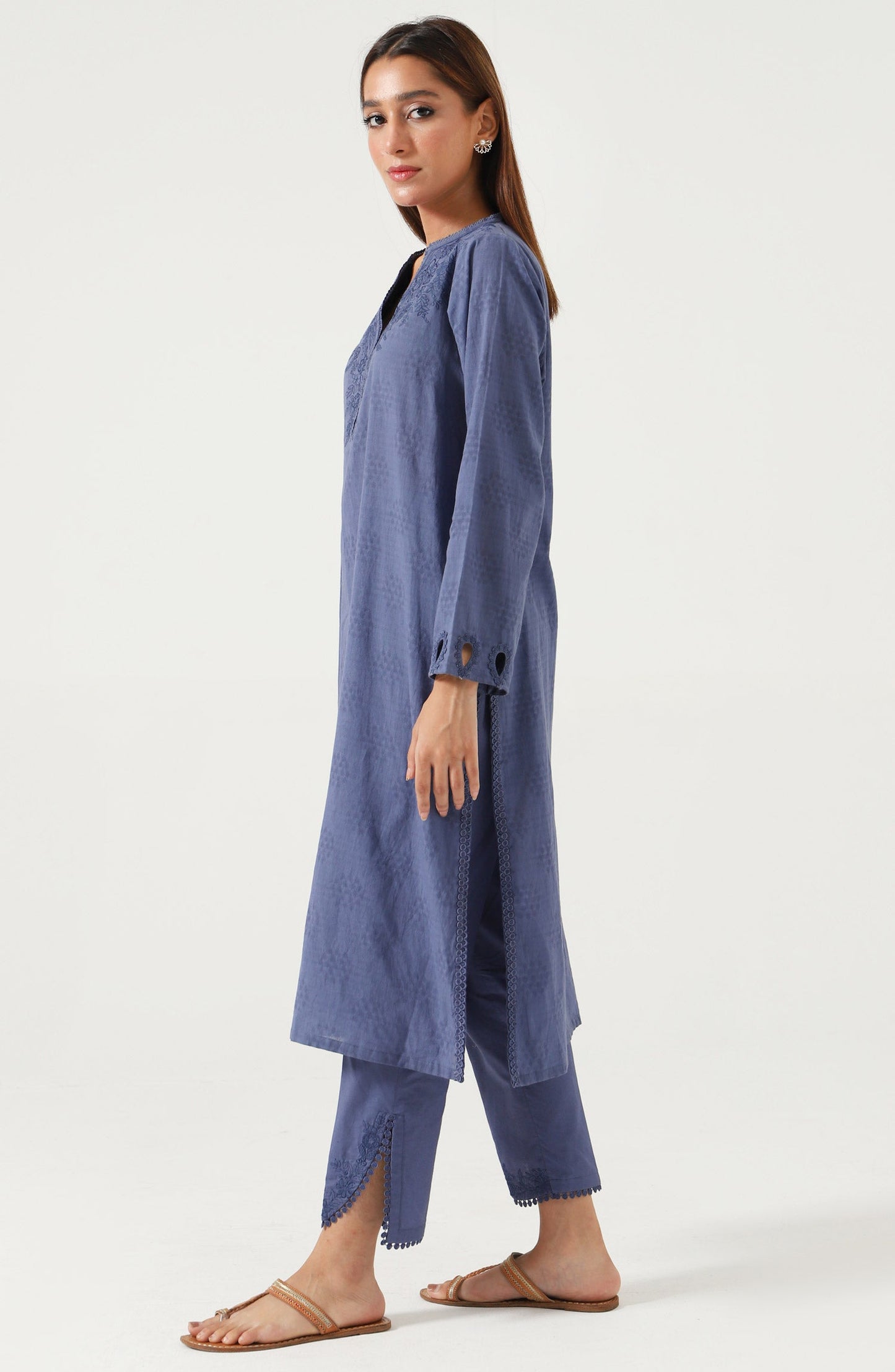 Stitched 2 Piece Embroidered Dobby Suit