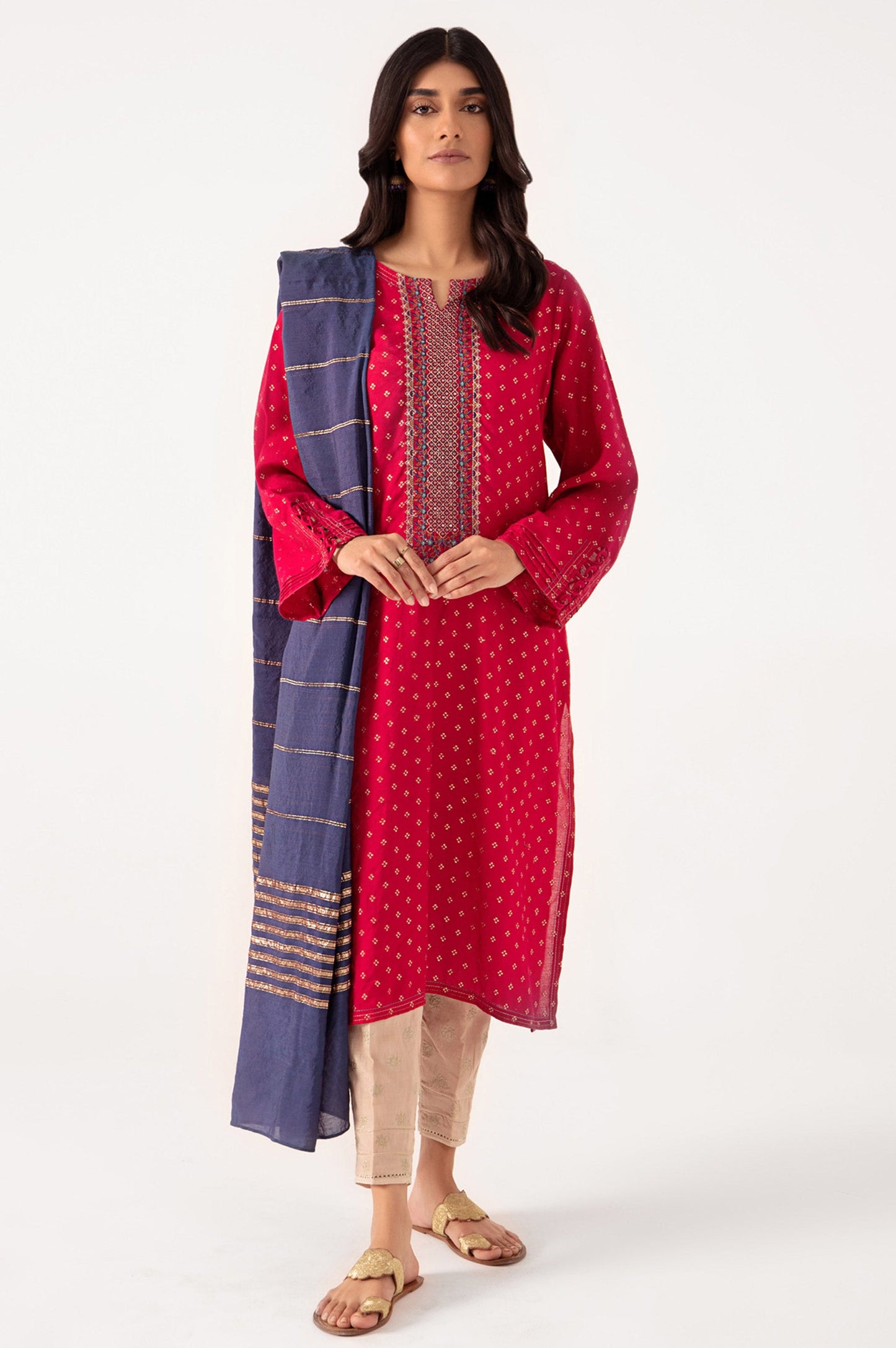 Stitched 2 Piece Embroidered Jacquard Suit