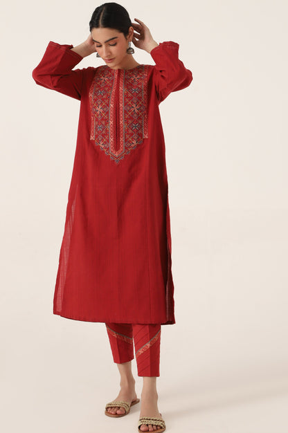 Stitched 2 Piece Embroidered Doria Shirt with Pants