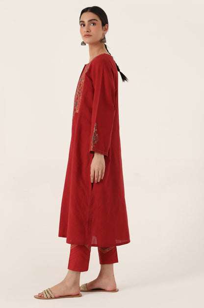 Stitched 2 Piece Embroidered Doria Shirt with Pants