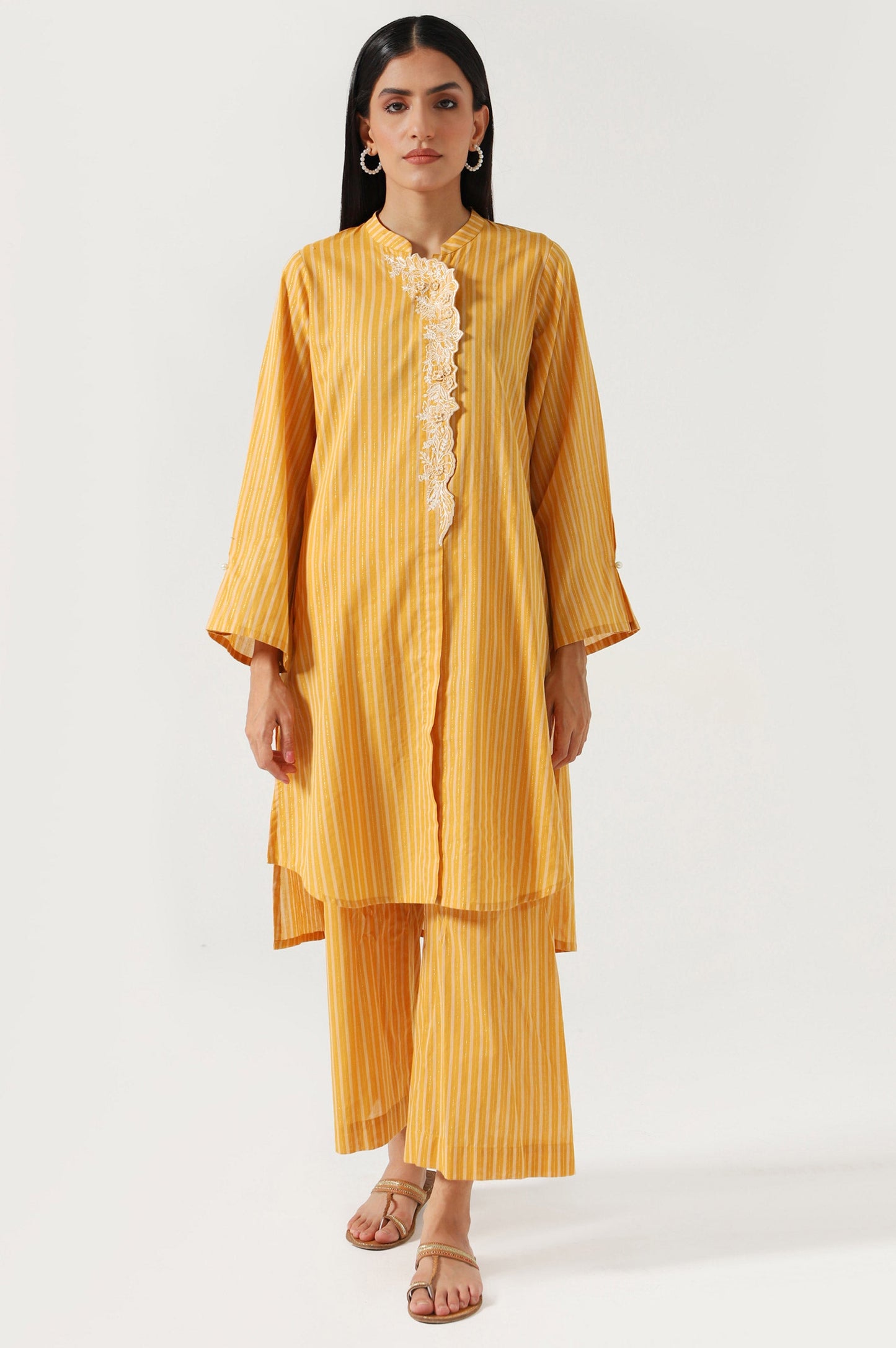 Stitched 2 Piece Embroidered Yarn Dyed Suit