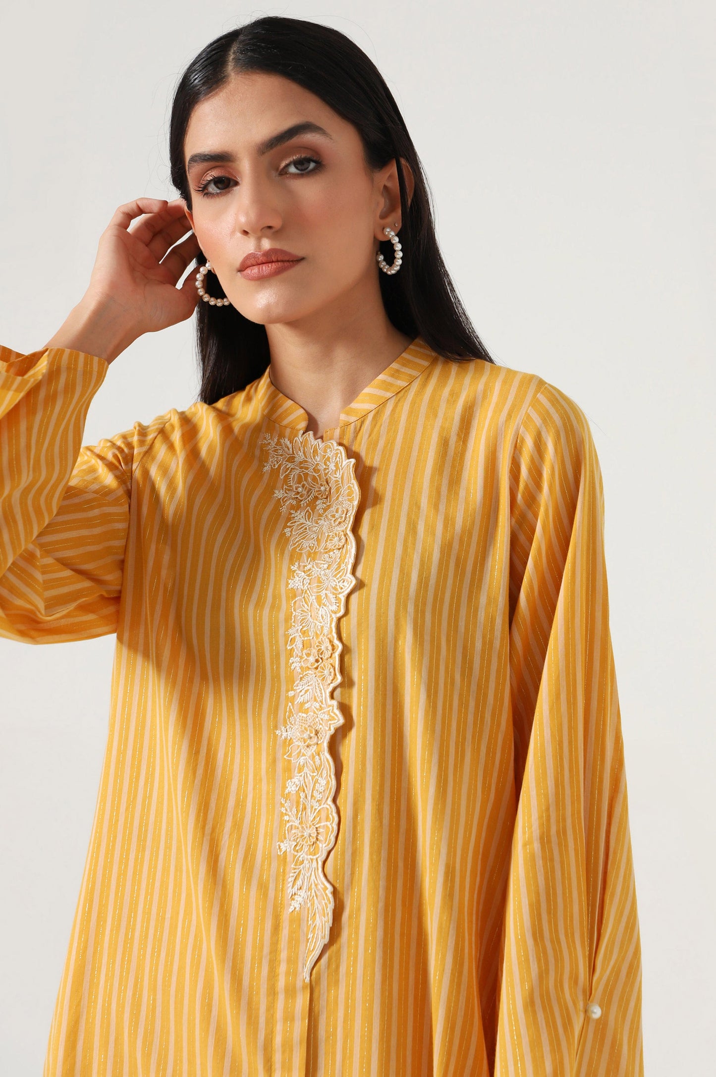 Stitched 2 Piece Embroidered Yarn Dyed Suit