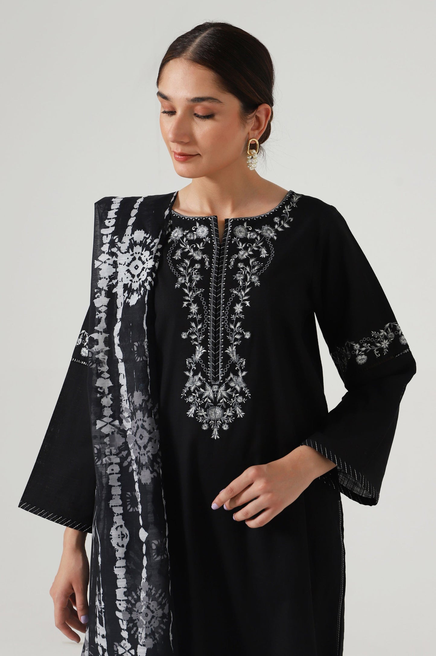 Stitched 2 Piece Embroidered slub Suit