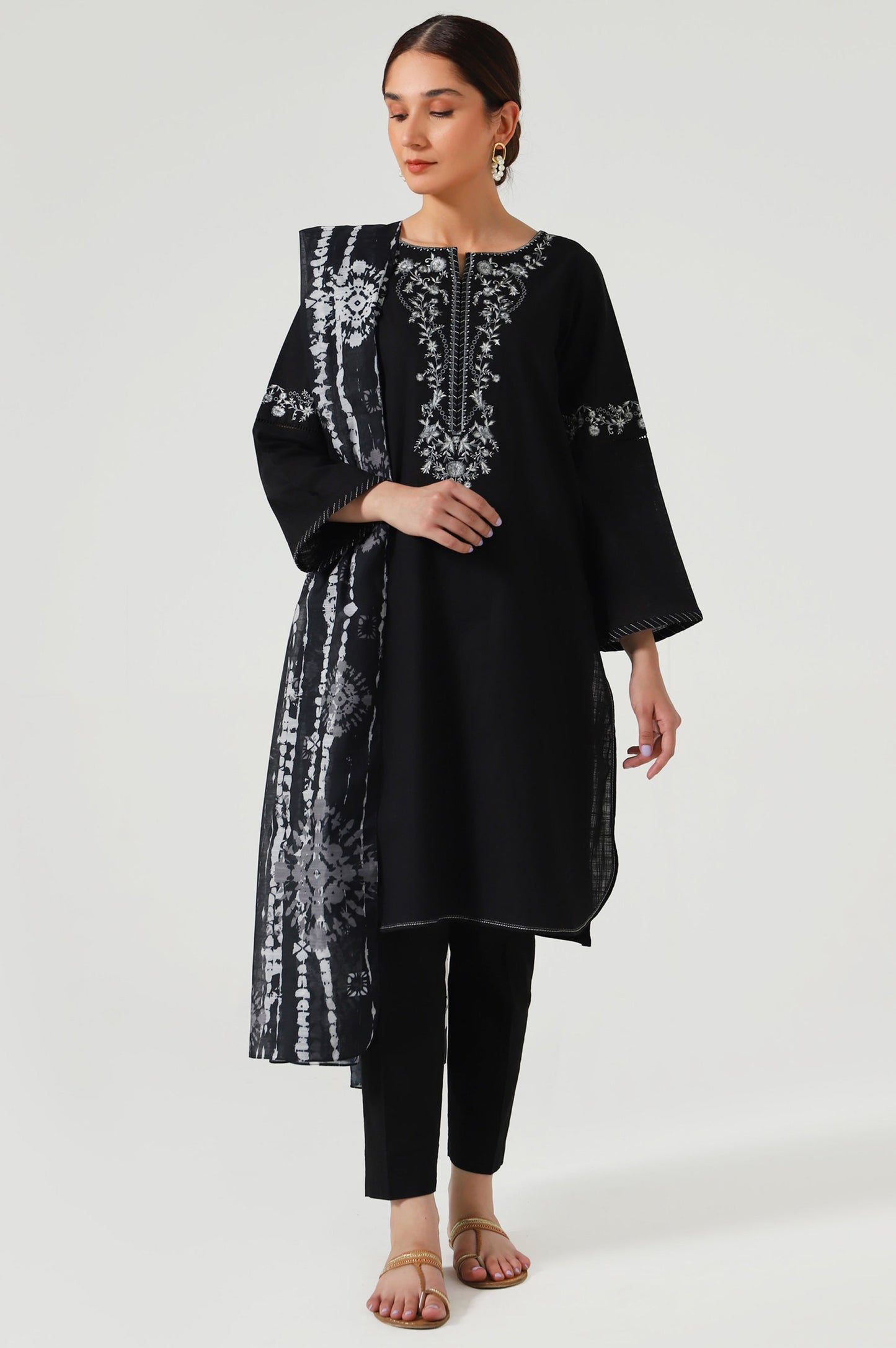 Stitched 2 Piece Embroidered slub Suit