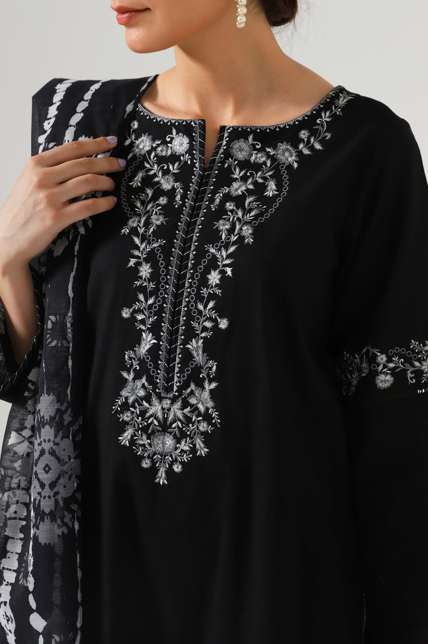 Stitched 2 Piece Embroidered slub Suit