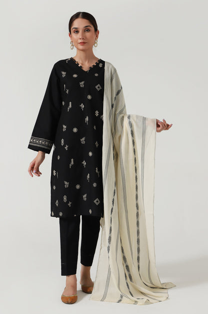 Stitched 2 Piece Embroidered slub Suit