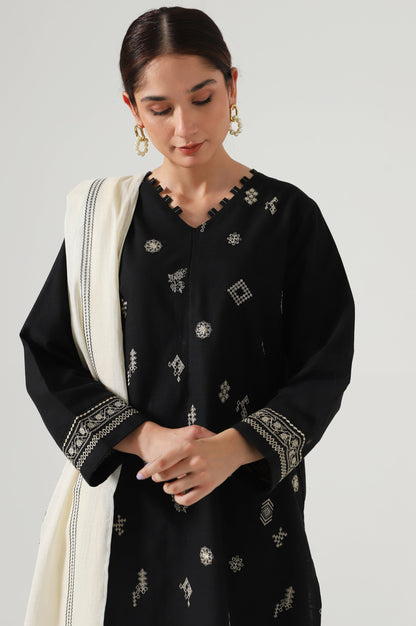 Stitched 2 Piece Embroidered slub Suit