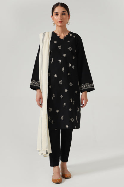 Stitched 2 Piece Embroidered slub Suit