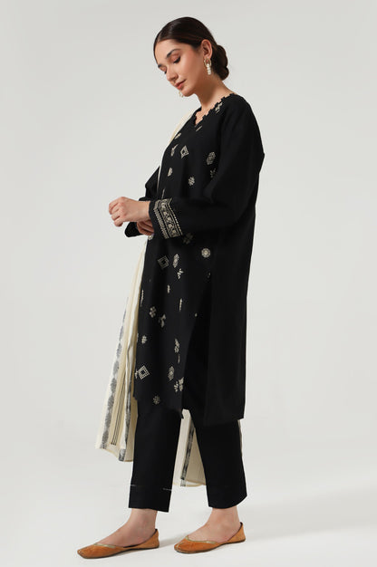 Stitched 2 Piece Embroidered slub Suit