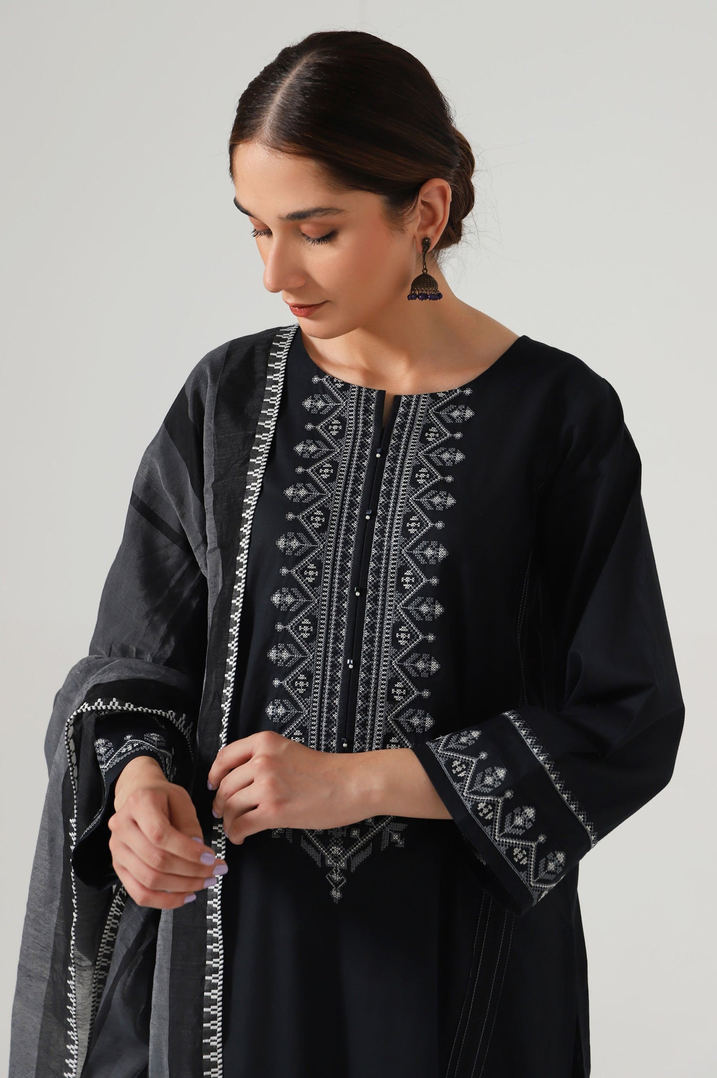 Stitched 2 Piece Embroidered Cambric Suit