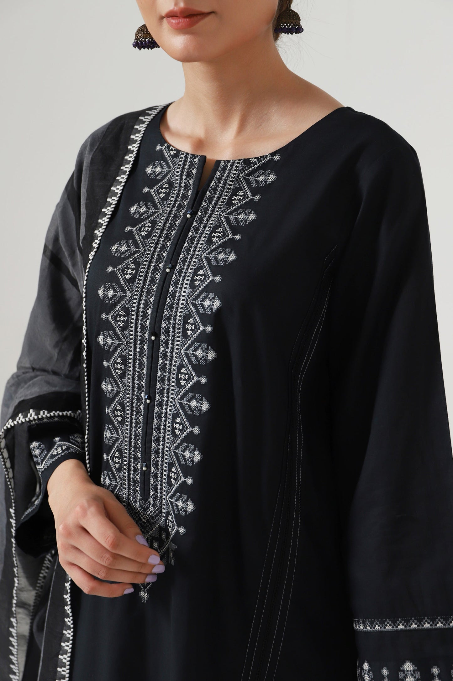 Stitched 2 Piece Embroidered Cambric Suit