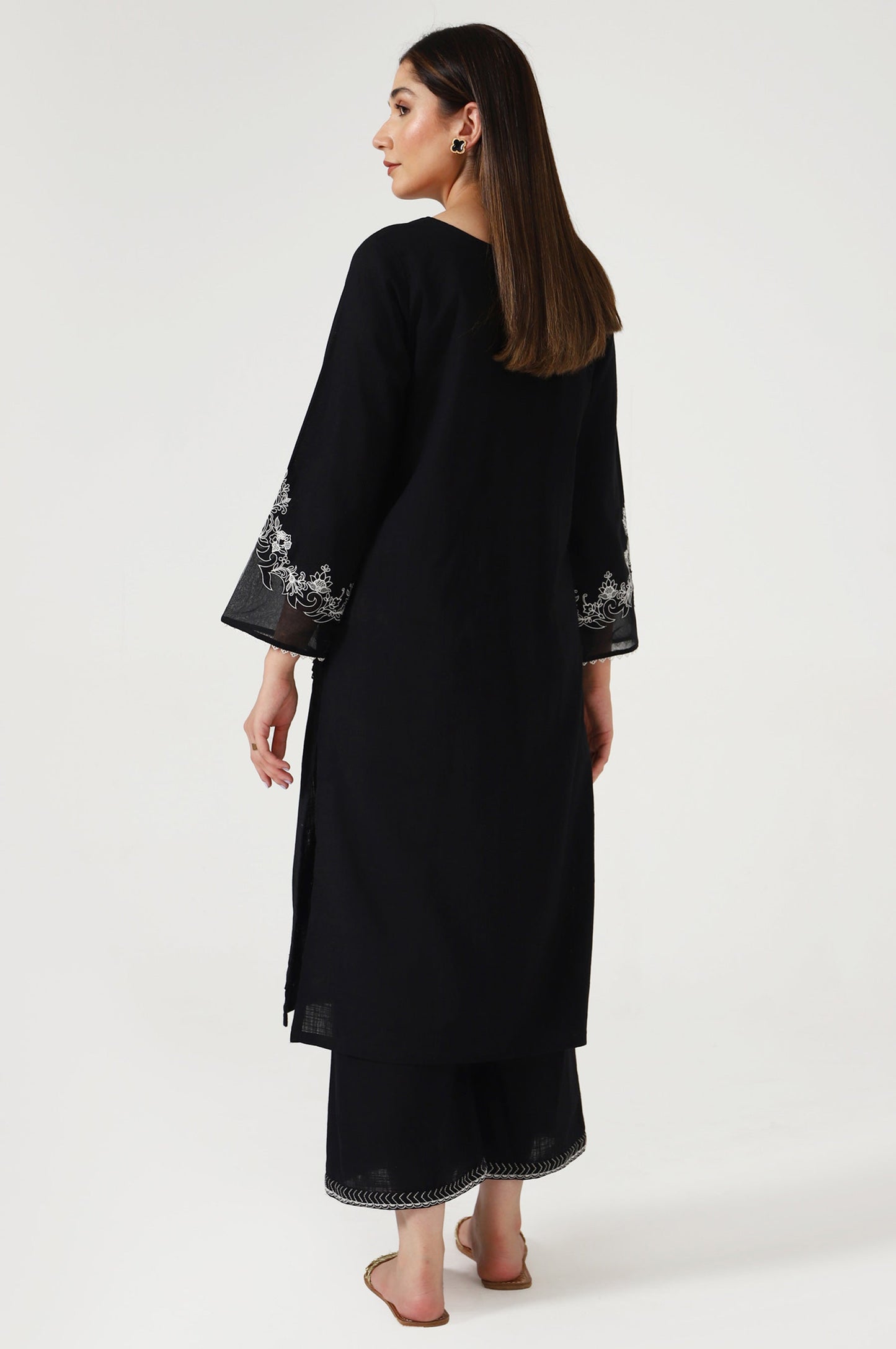 Stitched 2 Piece Embroidered Cotton Slub Suit