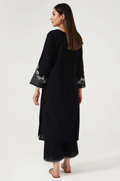 Stitched 2 Piece Embroidered Cotton Slub Suit