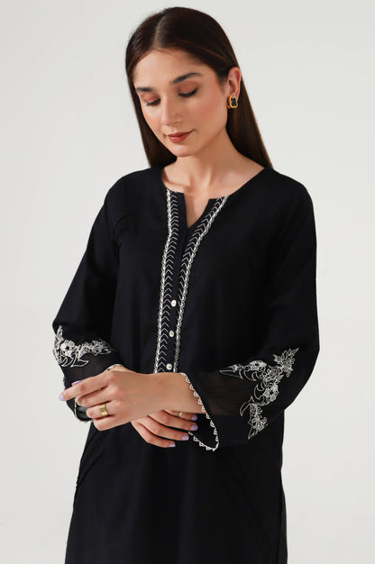 Stitched 2 Piece Embroidered Cotton Slub Suit