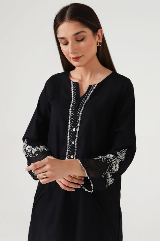 Stitched 2 Piece Embroidered Cotton Slub Suit