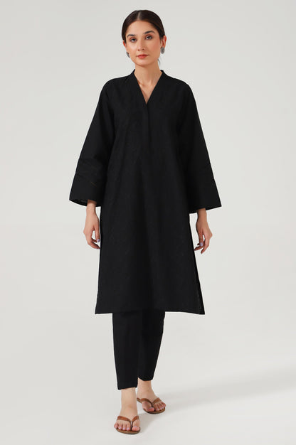 Stitched 2 Piece Embroidered Cotton Slub Suit