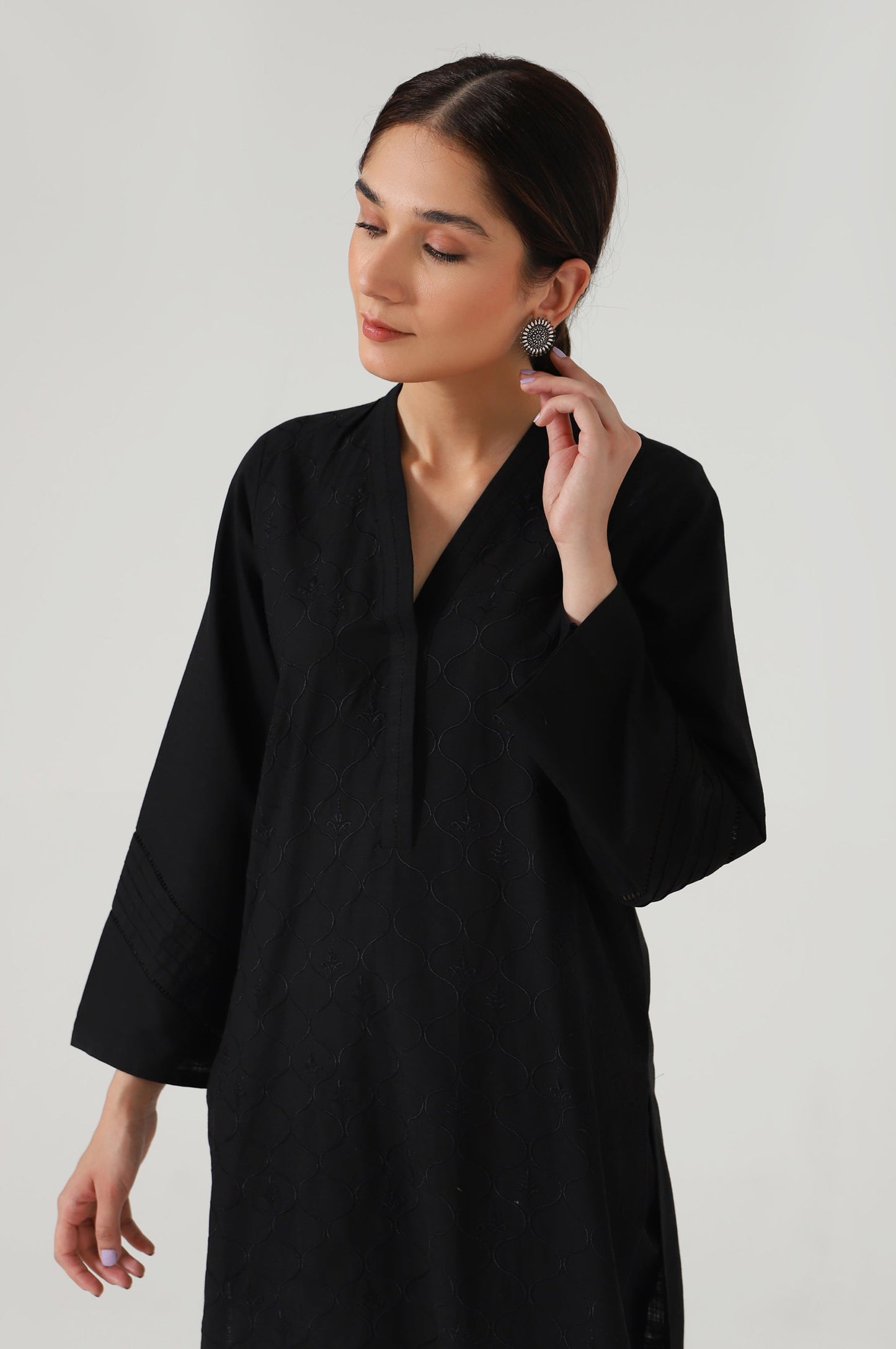 Stitched 2 Piece Embroidered Cotton Slub Suit