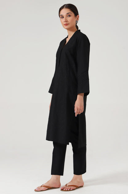 Stitched 2 Piece Embroidered Cotton Slub Suit