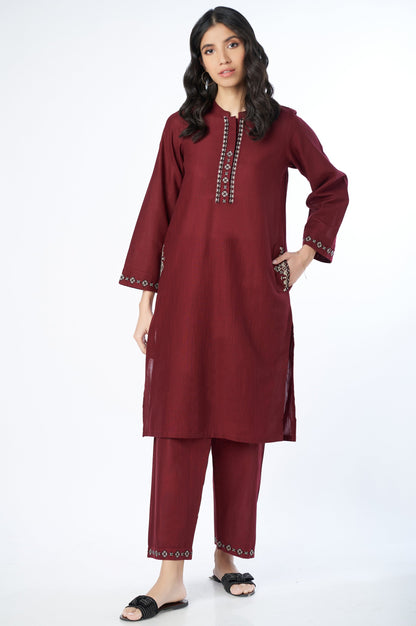 Stitched 2 Piece Embroidered Khaddar Suit