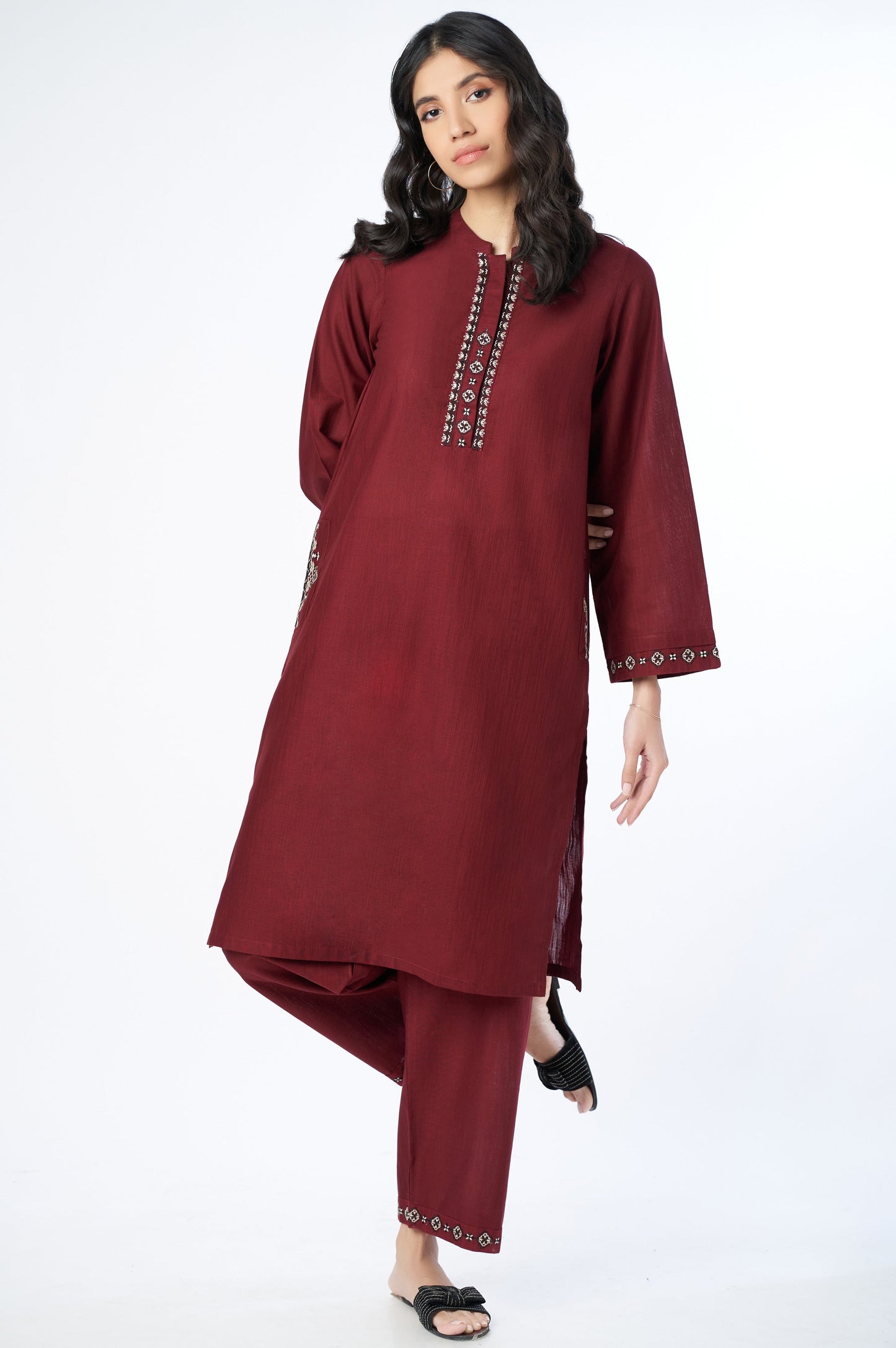 Stitched 2 Piece Embroidered Khaddar Suit