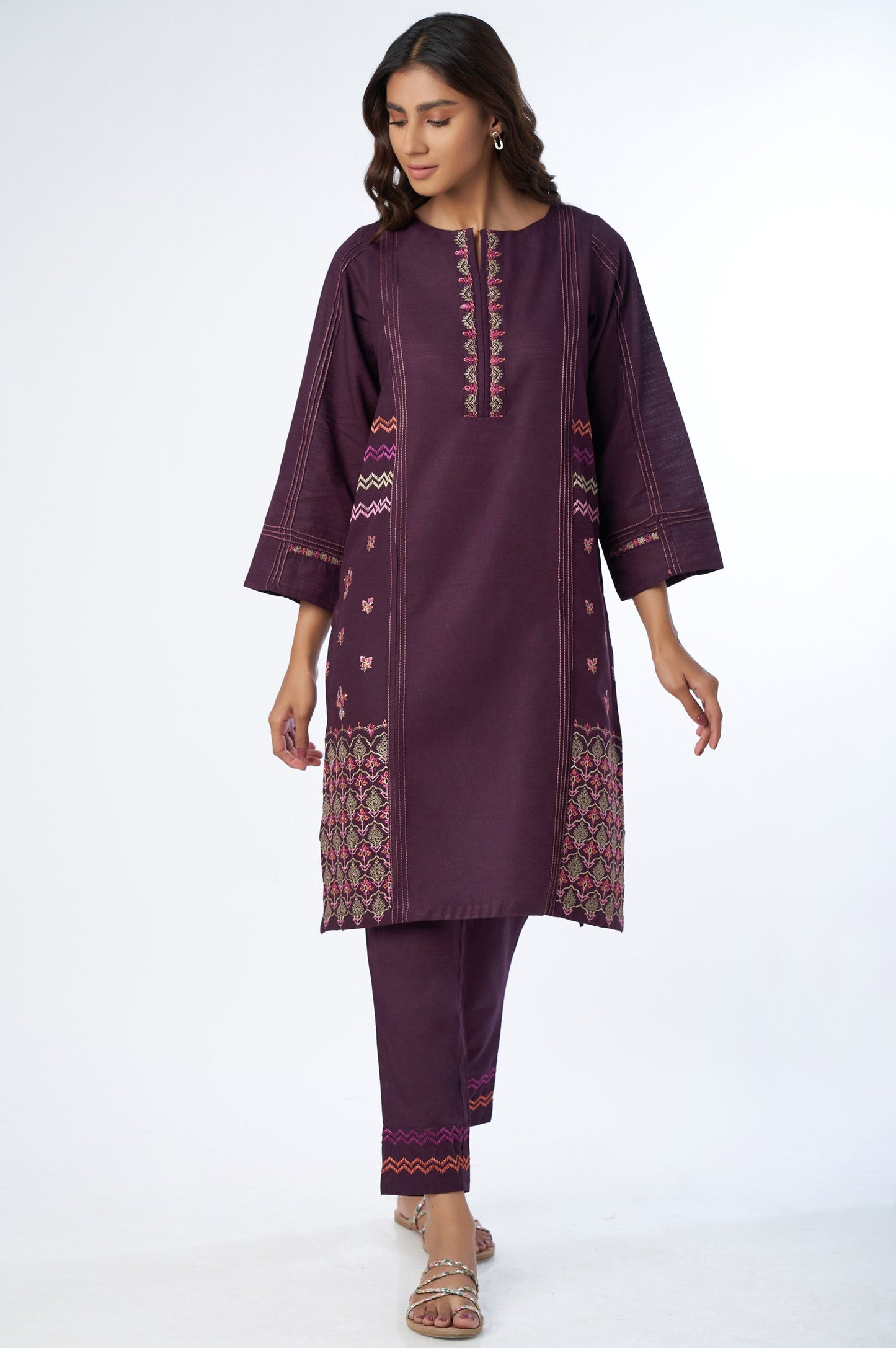 Stitched 2 Piece Embroidered Khaddar Suit