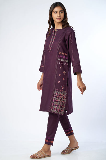 Stitched 2 Piece Embroidered Khaddar Suit