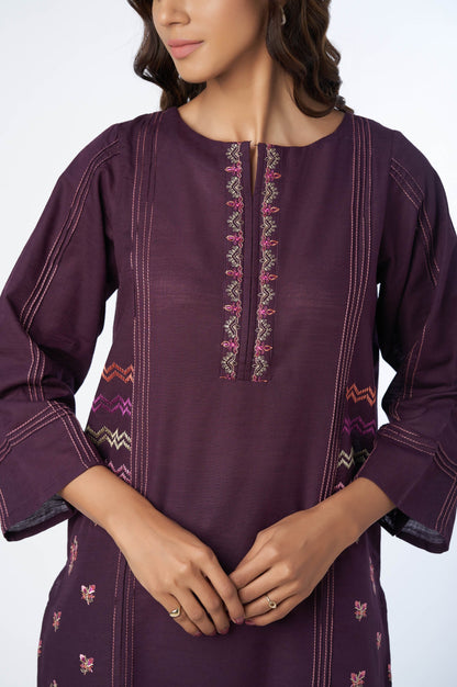 Stitched 2 Piece Embroidered Khaddar Suit