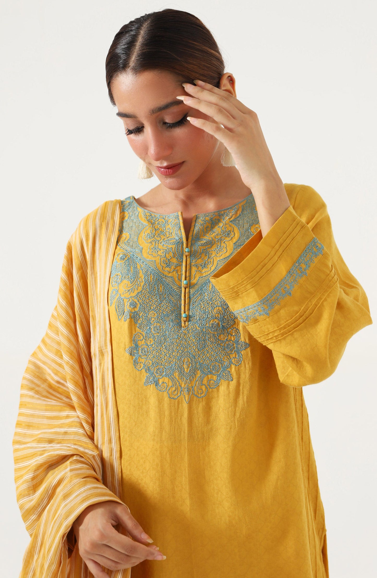 Stitched 2 piece Satin Jacquard Suit