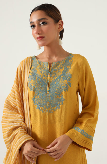 Stitched 2 piece Satin Jacquard Suit