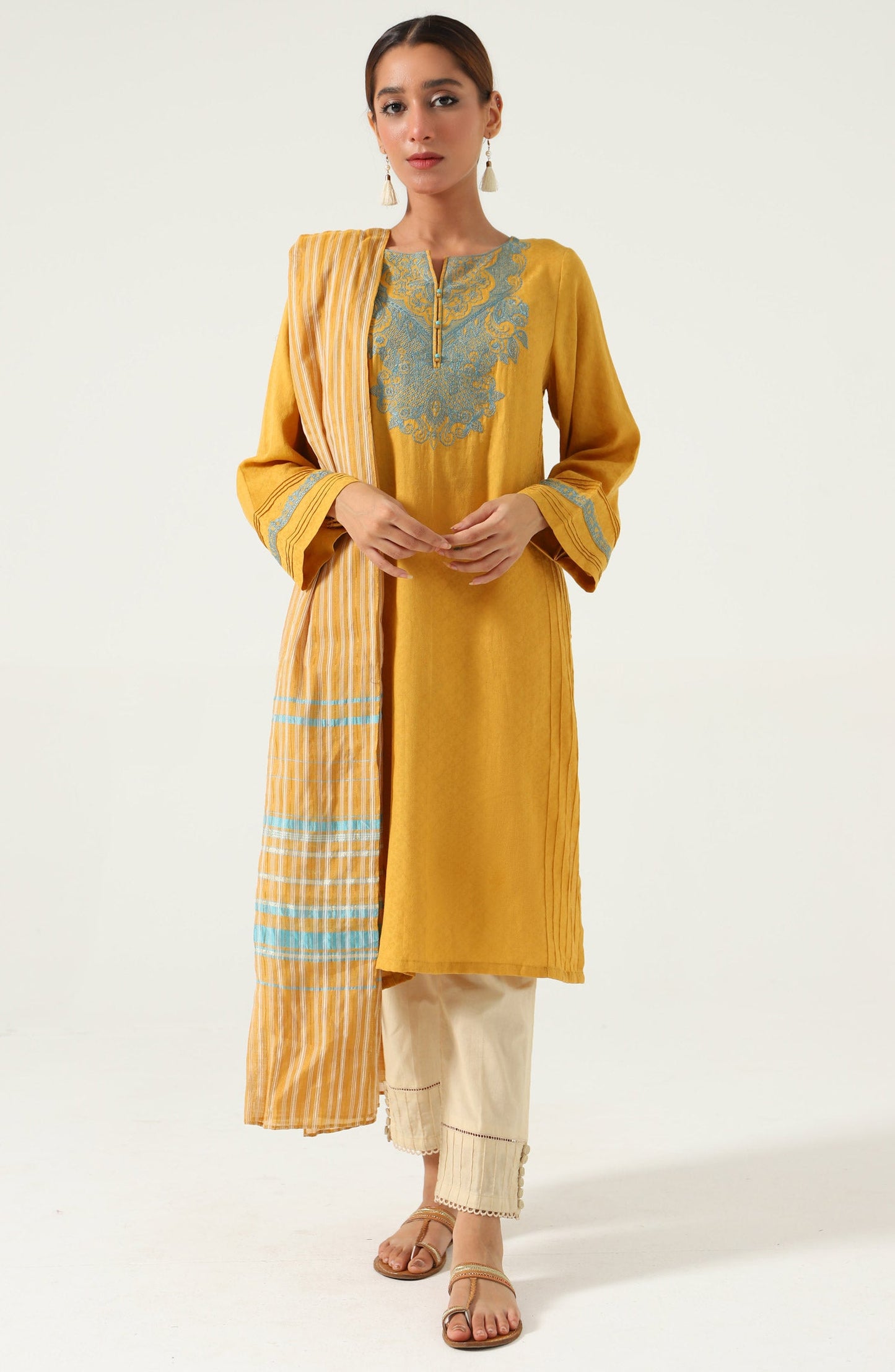 Stitched 2 piece Satin Jacquard Suit