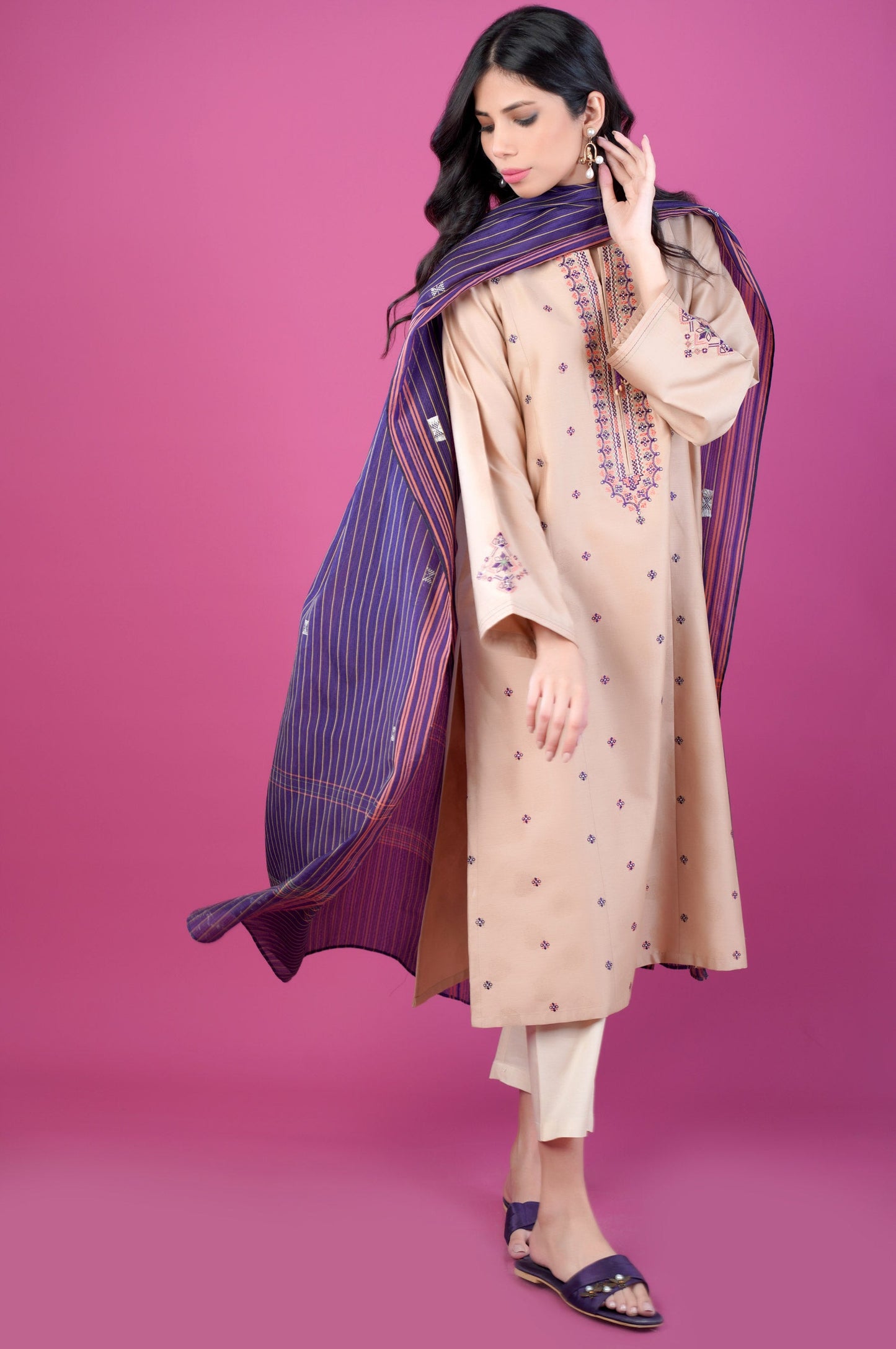 Stitched 2 Piece Satin Jacquard Suit