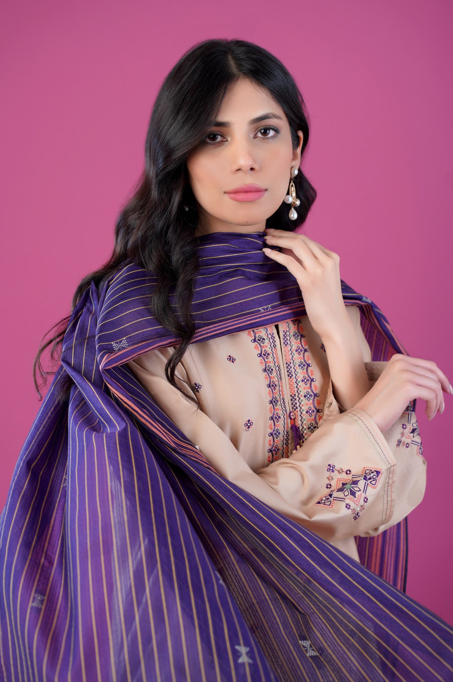 Stitched 2 Piece Satin Jacquard Suit