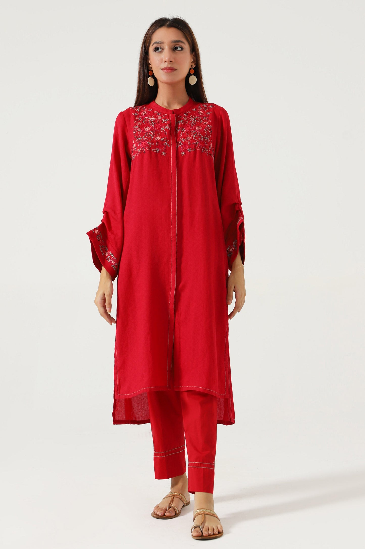 Stitched 2 Piece Satin Jacquard Suit