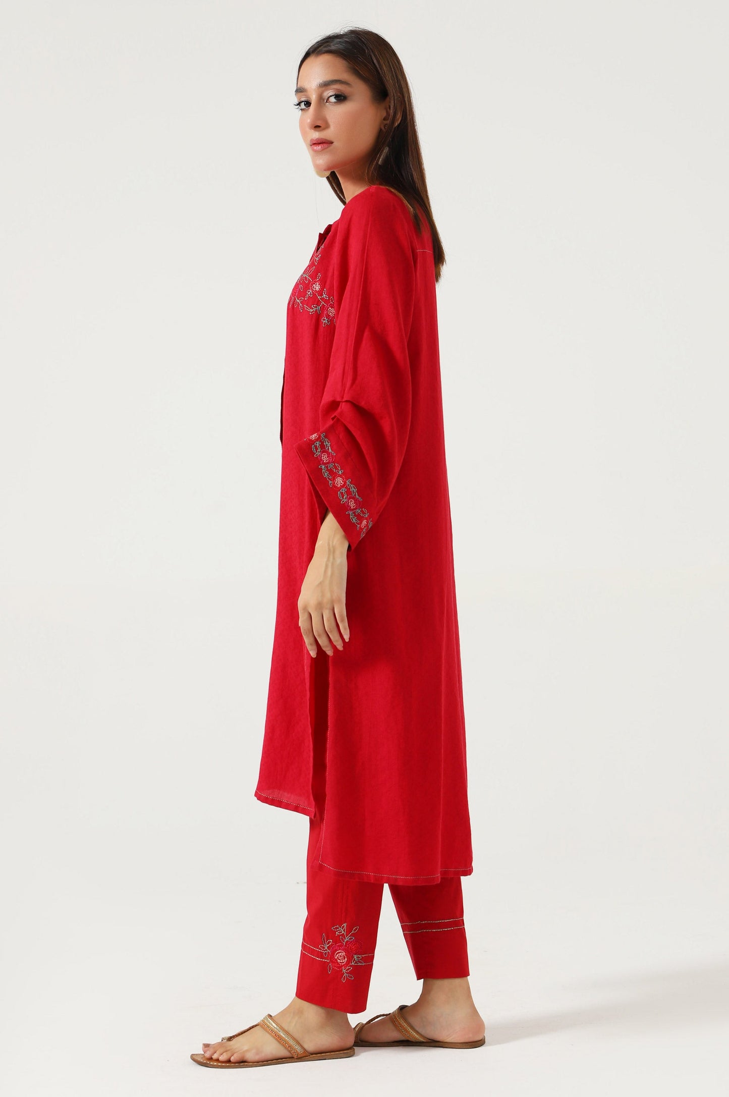 Stitched 2 Piece Satin Jacquard Suit