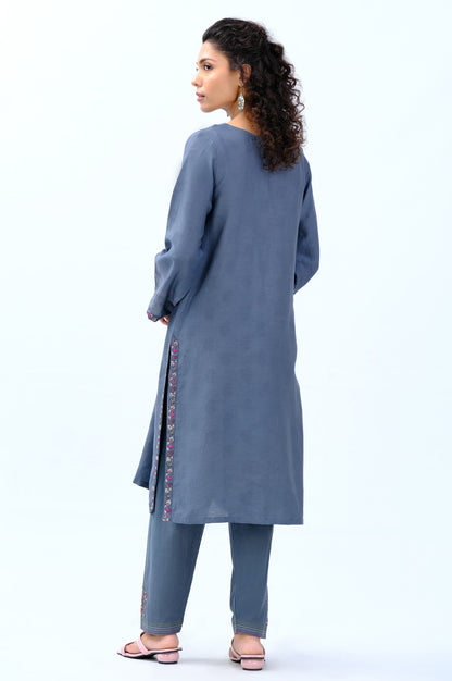 Stitched 2 Piece Satin Jacquard Suit