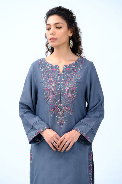 Stitched 2 Piece Satin Jacquard Suit