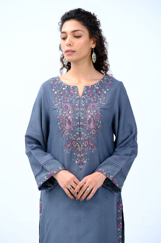 Stitched 2 Piece Satin Jacquard Suit