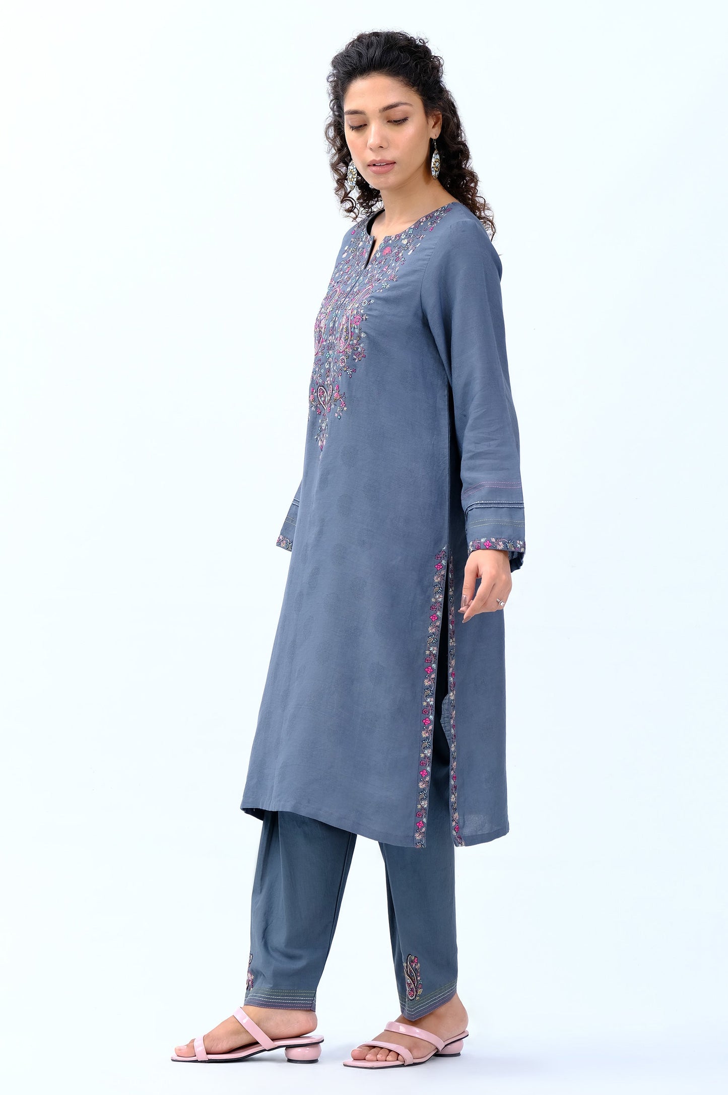 Stitched 2 Piece Satin Jacquard Suit