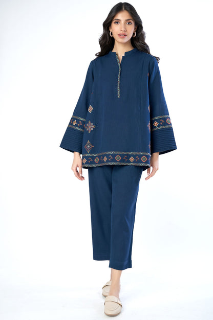 Stitched 2 Piece Embroidered Cottel Co-ord Set