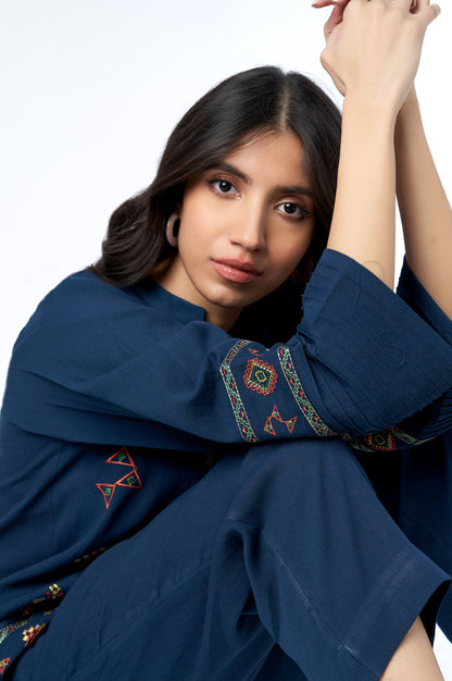 Stitched 2 Piece Embroidered Cottel Co-ord Set