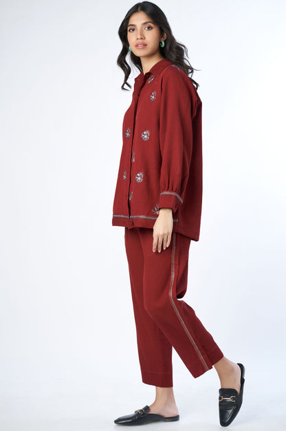 Stitched 2 Piece Embroidered Cottel Co-ord Set