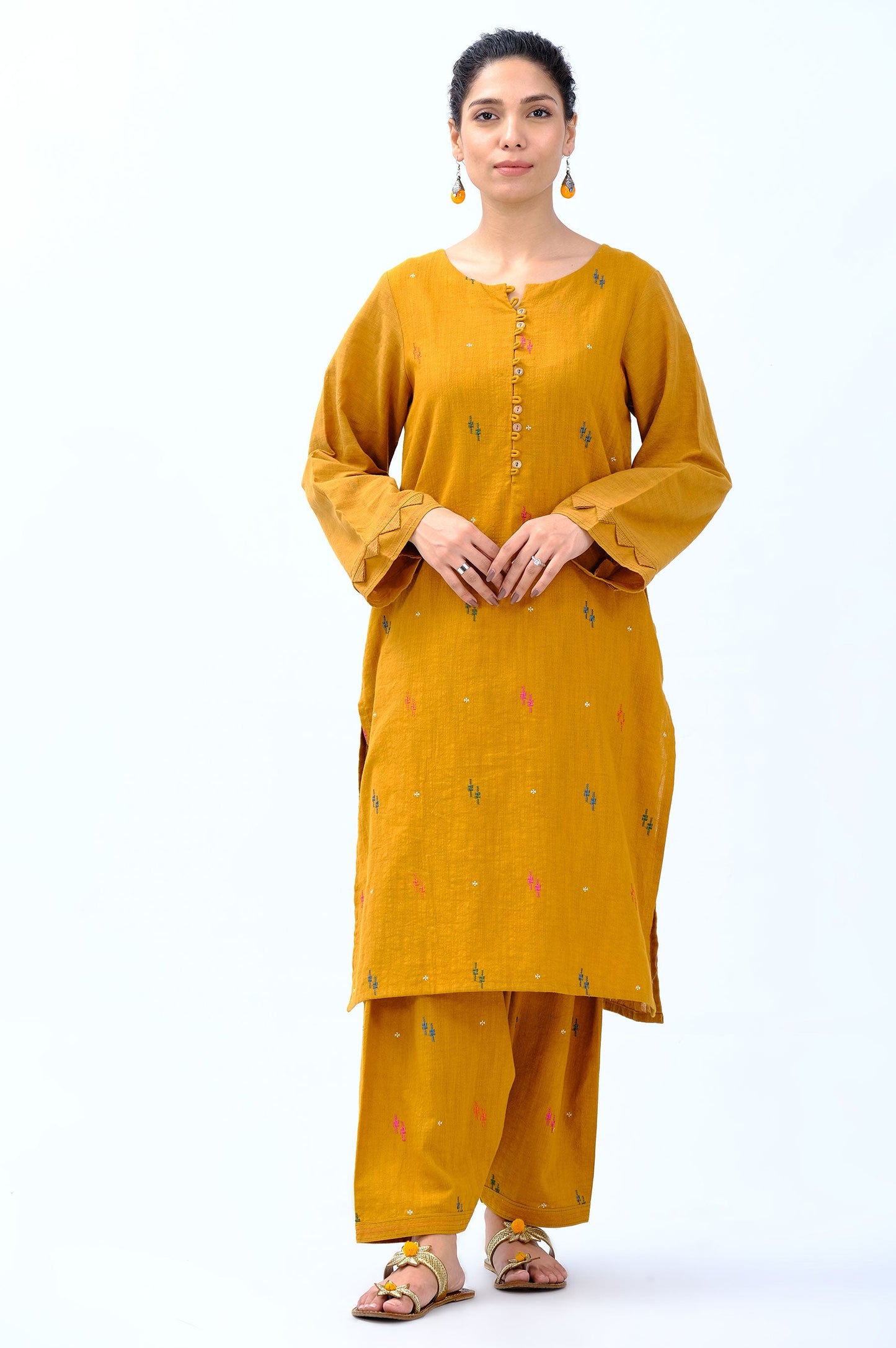 Stitched 2 Piece Embroidered Khaddar Suit