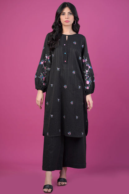 Stitched 2 Piece Embroidered Striped Doria Suit